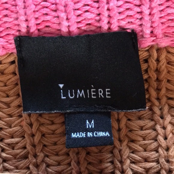 Lumière cropped chunky cable knit color block knit sweater sz M - Picture 7 of 7